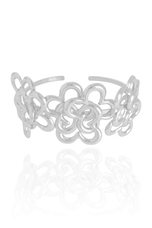 Bracelete Flores Entrelaçadas Ródio Branco