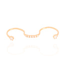 Anel Ajustável Três Dedos Cravejado Cristal Tamanho Único Banhado a Ouro 18K