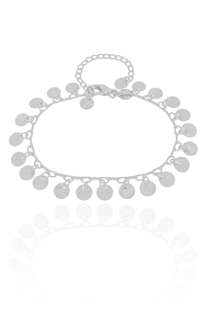 Pulseira Plaquinhas Lisas 6 mm Ródio Branco