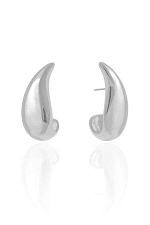 Brinco Gota Lisa 3.3 cm Ródio Branco