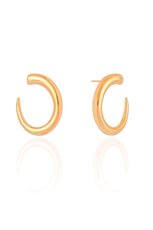 Brinco Oval Liso Vazado 2.4 cm Banhado a Ouro 18K