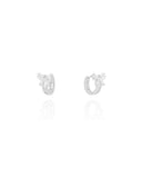 Brinco Argola Click Laço Baguetes Cristal 1.0 cm Banhado a Ouro 18K