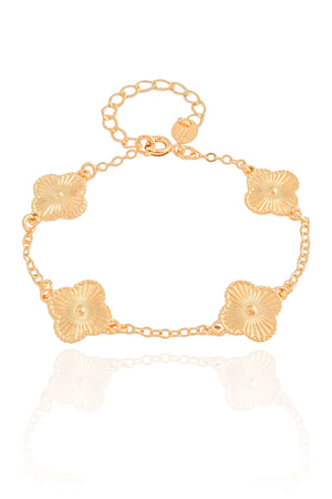 Pulseira Flor Riscada Banhado a Ouro 18K