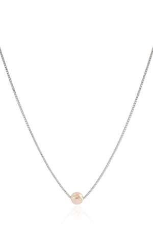 Gargantilha Veneziana Pérola 6 mm Ródio Branco - 45 cm