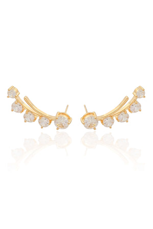 Ear Cuff Pontos de Luz Cristal Banhado a Ouro 18K