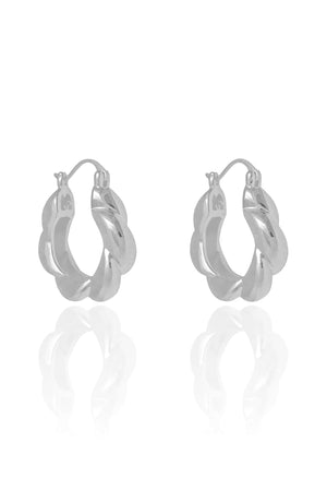 Brinco Argola Torcida Fecho Italiano 2.6 cm Ródio Branco