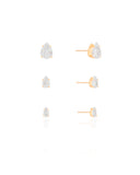 Trio Gotas Cristal Banhado a Ouro 18K