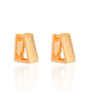 Brinco Argola Click Triangular Reta Lisa 2.4 cm Banhado a Ouro 18K