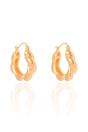 Brinco Argola Torcida Fecho Italiano 2.6 cm Banhado a Ouro 18K