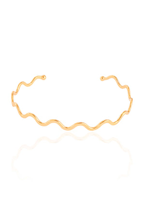 Bracelete Ondas Liso Banhado a Ouro 18K