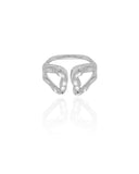 Anel Ajustável Orgânico Vazado Tamanho G Ródio Branco