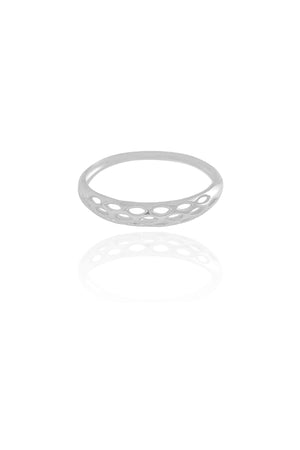 Anel Detalhes Vazados Tamanho 22 Ródio Branco