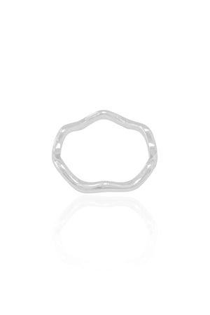 Anel Ondas Liso Tamanho 20 Ródio Branco