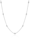 Gargantilha Longa Gomos Ovais 3 mm Ródio Branco - 70 cm