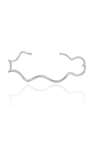 Bracelete Ondulado Ródio Branco