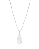 Gargantilha Longa Gota Cristal 2.6 cm Ródio Branco - 60 cm