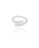 Anel Ajustável Corações Cristal Tamanho M Ródio Branco