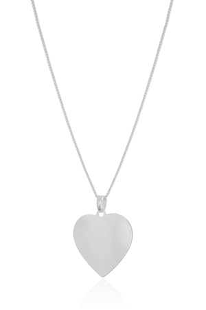 Gargantilha Veneziana Coração Flat Liso Ródio Branco - 45 cm