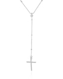 Gargantilha Gravata Bolinhas Cruz Cravejado Cristal Ródio Branco - 45 cm