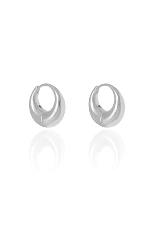 Brinco Argola Click Abaulada Lisa 1.6 cm Ródio Branco