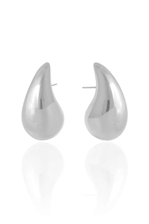 Brinco Gota Lisa 3.2 cm Ródio Branco