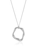 Gargantilha Longa Pingente Orgânico Vazado 3.8 cm Ródio Branco - 65 cm