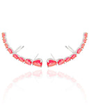 Ear Cuff Pontos de Luz Ovais Rubi Cravejado Cristal Ródio Branco