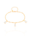 Pulseira Gomos Gotas Cristal Banhado a Ouro 18K