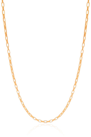 Gargantilha Elos Retos 2 mm Banhado a Ouro 18K - 45 cm