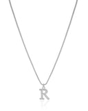 Gargantilha Veneziana Letra R Cravejada Cristal Ródio Branco - 45 cm