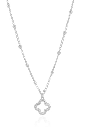 Gargantilha Elos Bolinhas Flor Cravejada Cristal Ródio Branco - 45 cm