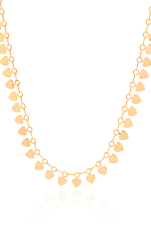 Choker Plaquinhas Corações Banhado a Ouro 18K