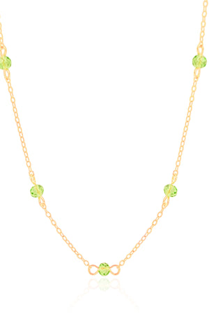 Gargantilha Infantil Elos Cristais Light Green 4 mm Banhado a Ouro 18K - 35 cm