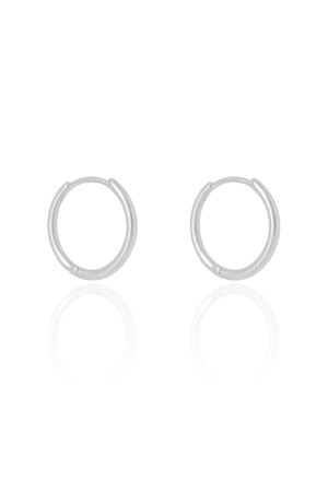 Brinco Argola Click Fio Liso 2.0 cm Ródio Branco