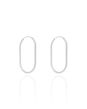 Brinco Argola Encaixe Fio Oval 3.1 cm Ródio Branco