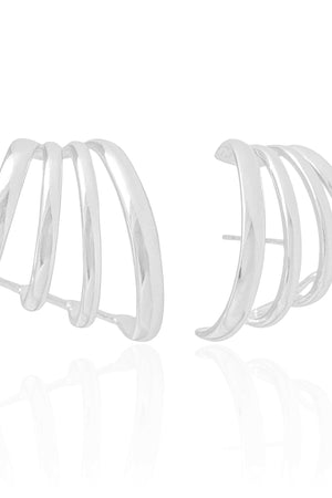 Ear Hook Quatro Filetes Lisos Ródio Branco