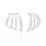 Ear Hook Quatro Filetes Lisos Ródio Branco