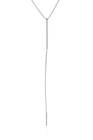 Gargantilha Gravata Palitos Texturizados Ródio Branco - 45 cm