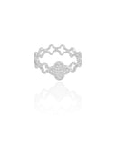 Anel Flor Cravejada Cristal Tamanho 22 Ródio Branco