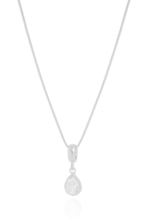 Gargantilha Veneziana Gota Cristal Detalhada Ródio Branco - 45 cm