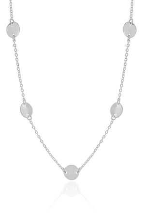 Choker Elos Plaquinhas Lisas Ródio Branco - 35 cm