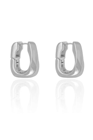 Brinco Argola Quadrada Torcida Ródio Branco