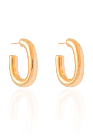 Brinco Argola Oval Tubo Liso ABS 3.8 cm Banhado a Ouro 18K