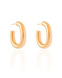 Brinco Argola Oval Tubo Liso ABS 3.8 cm Banhado a Ouro 18K