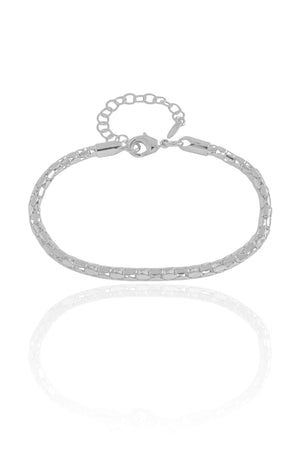 Pulseira Malha Oca 3 mm Ródio Branco