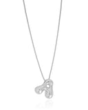 Gargantilha Veneziana Letra A 1.7 cm Bolha Ródio Branco - 45 cm