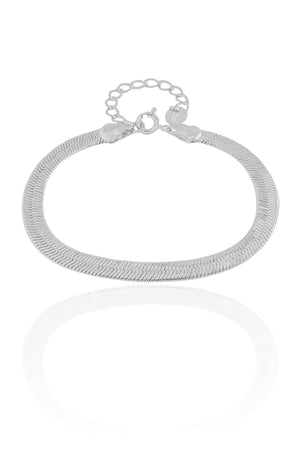 Pulseira Malha Fita 5 mm Ródio Branco