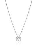 Gargantilha Veneziana Letra M Cravejada Cristal Ródio Branco - 45 cm