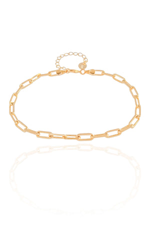 Tornozeleira Elos Ovais Banhado a Ouro 18K