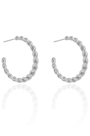 Brinco Argola Torcida 3.1 cm Ródio Branco